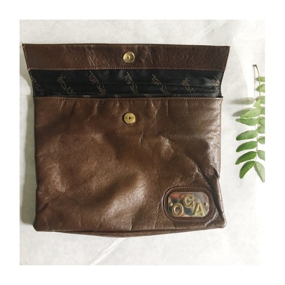 Ruth Saltz Vintage BRN Leather Bag OGA Initials - Picture 1 of 8